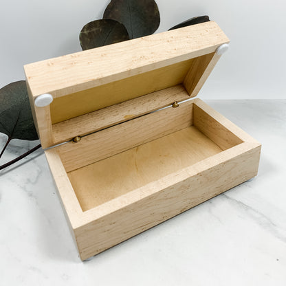 Yellow Heart and Birdseye Maple Box-Personalized Keepsake Box-8031