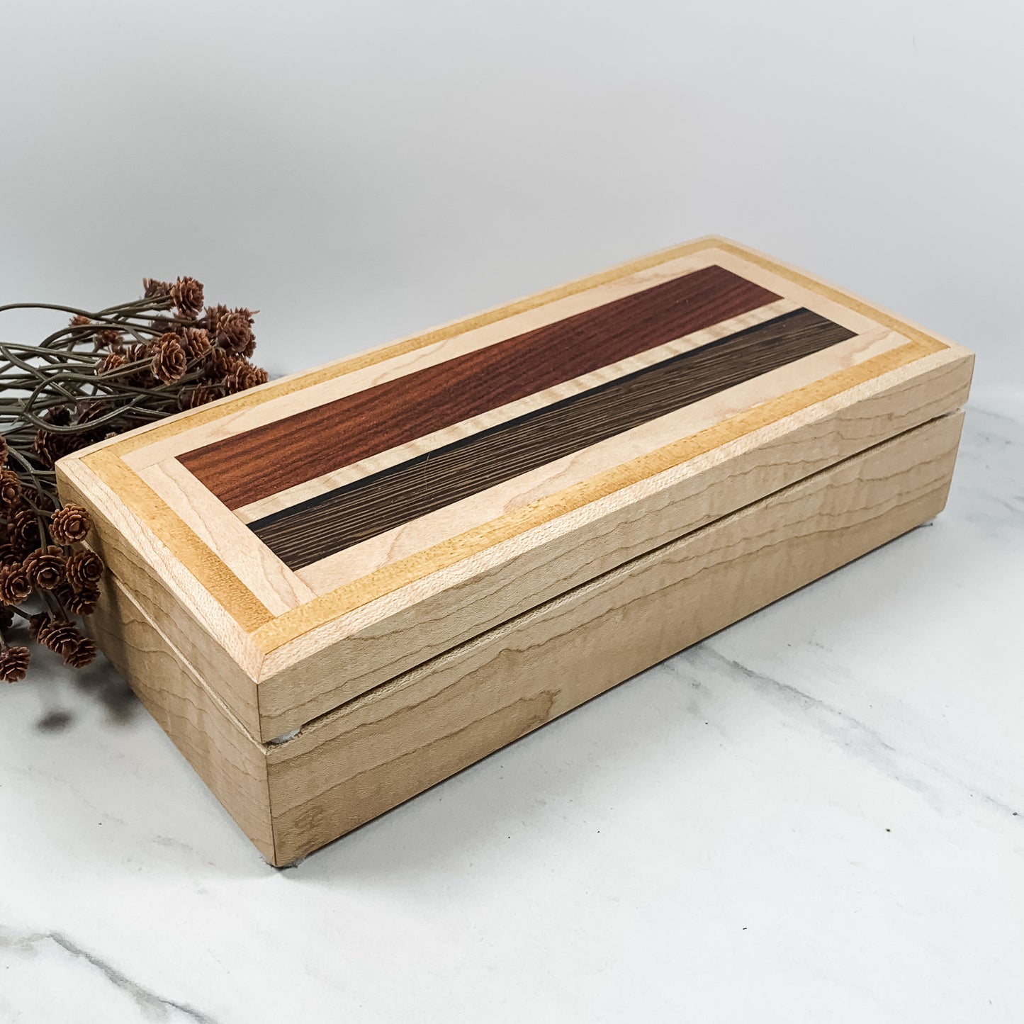 Mulitple Woods and Figured Maple Box-Keepsake Box-8045