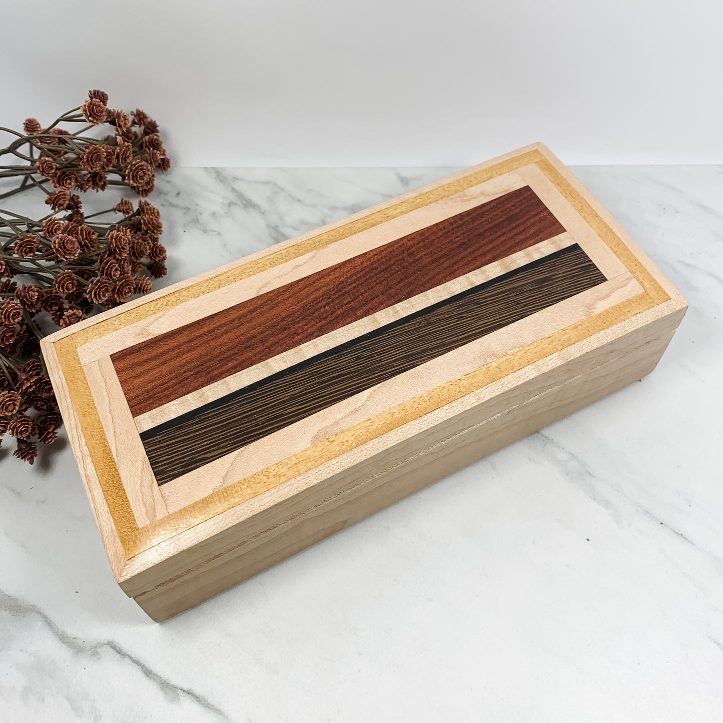 Mulitple Woods and Figured Maple Box-Keepsake Box-8045