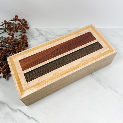 Mulitple Woods and Figured Maple Box-Keepsake Box-8045
