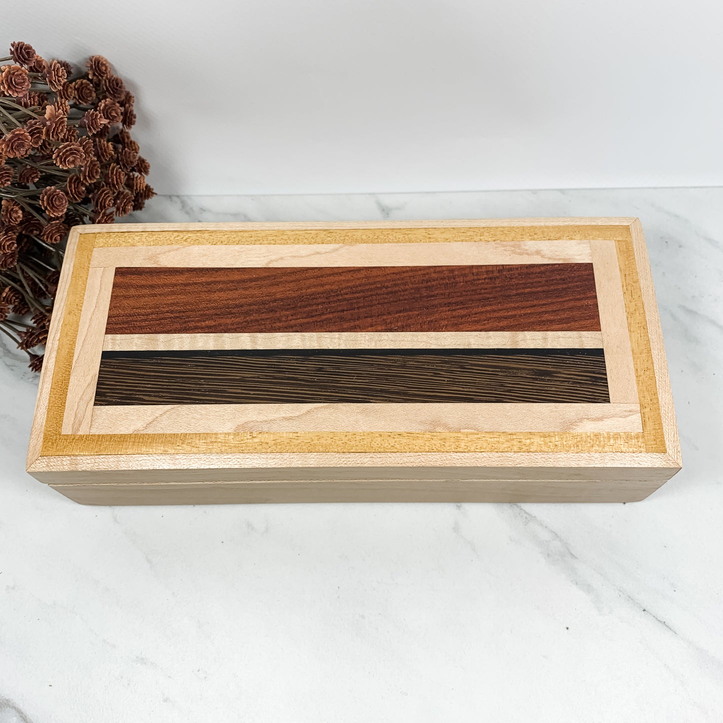 Mulitple Woods and Figured Maple Box-Keepsake Box-8045