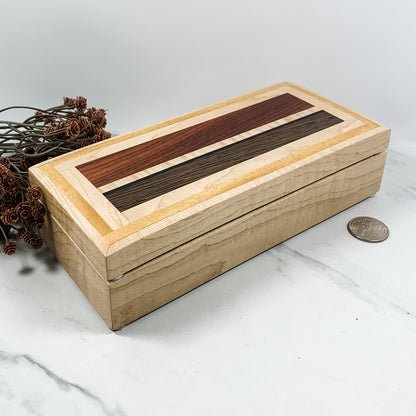 Mulitple Woods and Figured Maple Box-Keepsake Box-8045