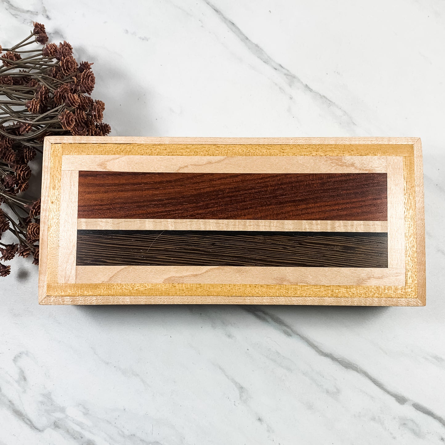 Mulitple Woods and Figured Maple Box-Keepsake Box-8045