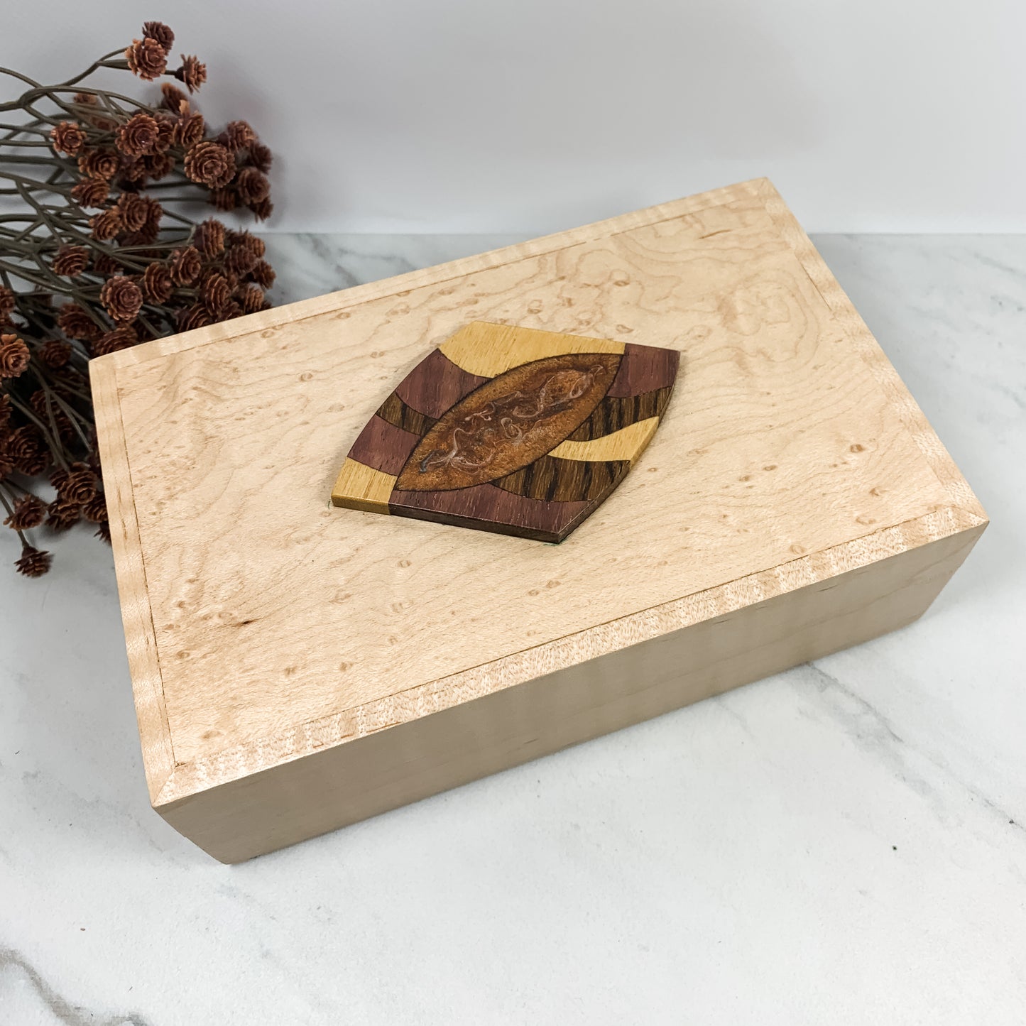 Mulitple Woods, Birdseye Maple, and Figured Maple Box-Keepsake Box-8049