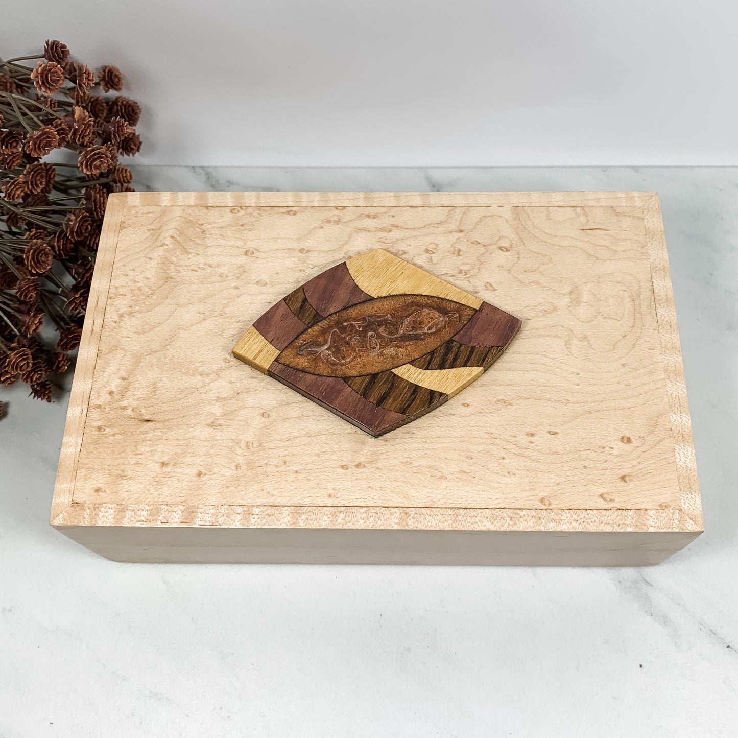 Mulitple Woods, Birdseye Maple, and Figured Maple Box-Keepsake Box-8049