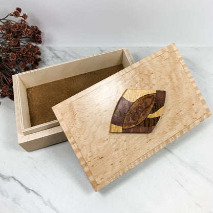 Mulitple Woods, Birdseye Maple, and Figured Maple Box-Keepsake Box-8049