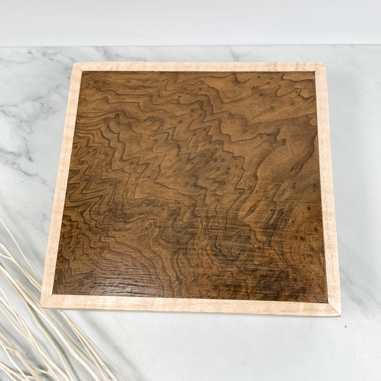 Redwood Burl and Curly Maple Box Keepsake Box-8058