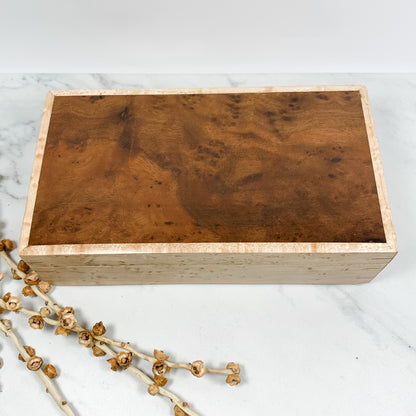 Camphor Burl and Birdseye Maple Box-Personalized Keepsake Box-8062
