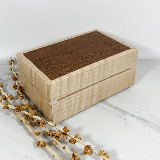 African Mahogany and Curly Maple Personalized Box-Keepsake Box-8068
