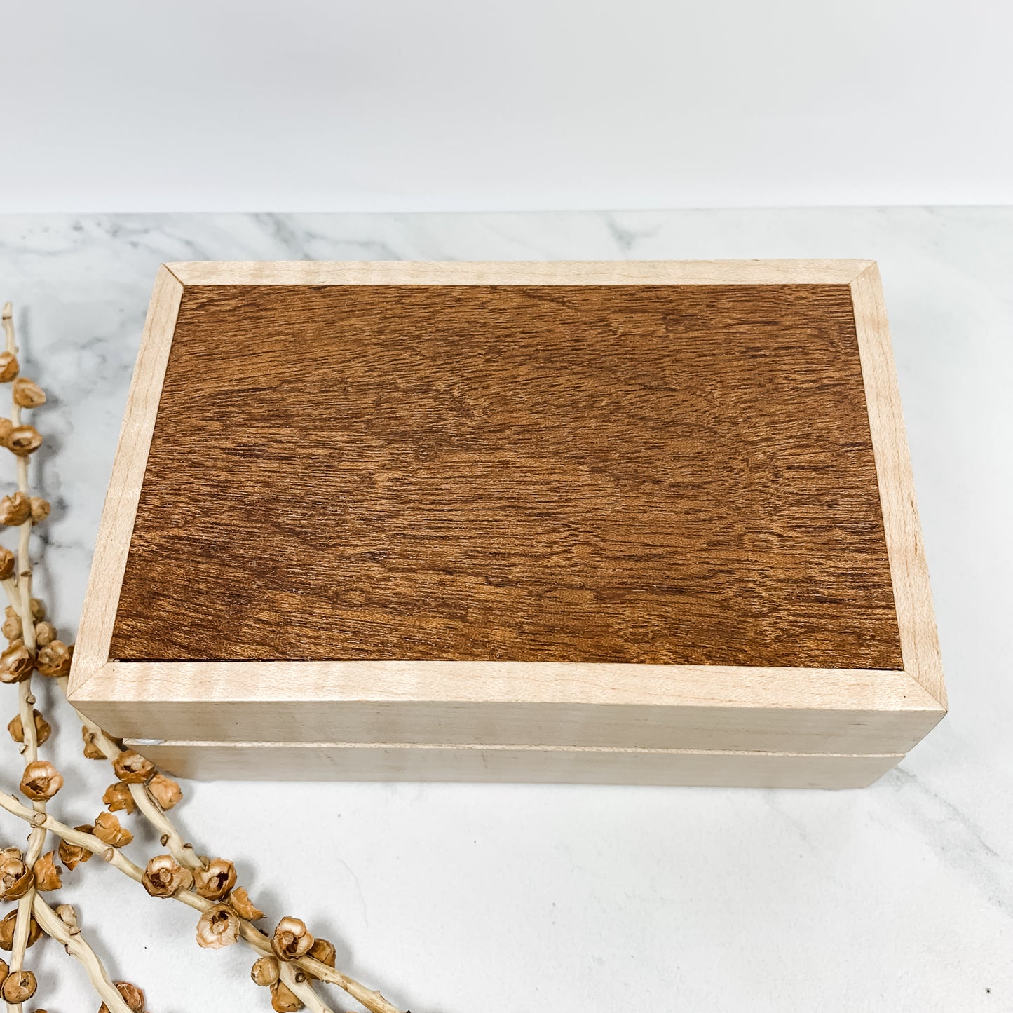 African Mahogany and Curly Maple Personalized Box-Keepsake Box-8068