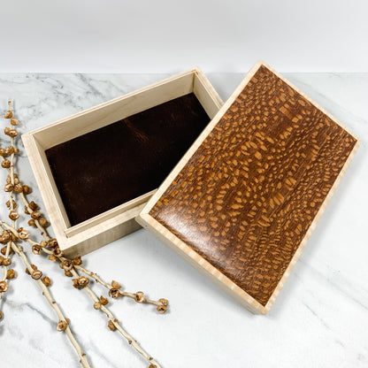 Leopardwood and Curly Maple Box Keepsake Box-8070