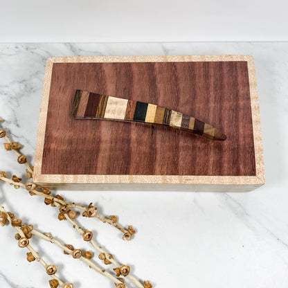 Multiple Woods, Purple Heart, and Curly Maple Box Keepsake Box-8074