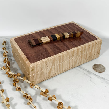 Multiple Woods, Purple Heart, and Curly Maple Box Keepsake Box-8074