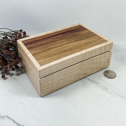Canary Wood and Curly Maple Box Keepsake Box-8079