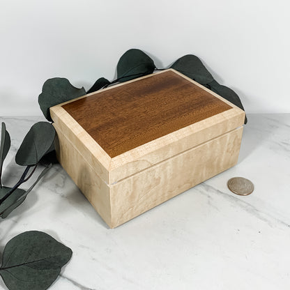 Mahogany and Figured Maple Box-Personalized Keepsake Box-8101
