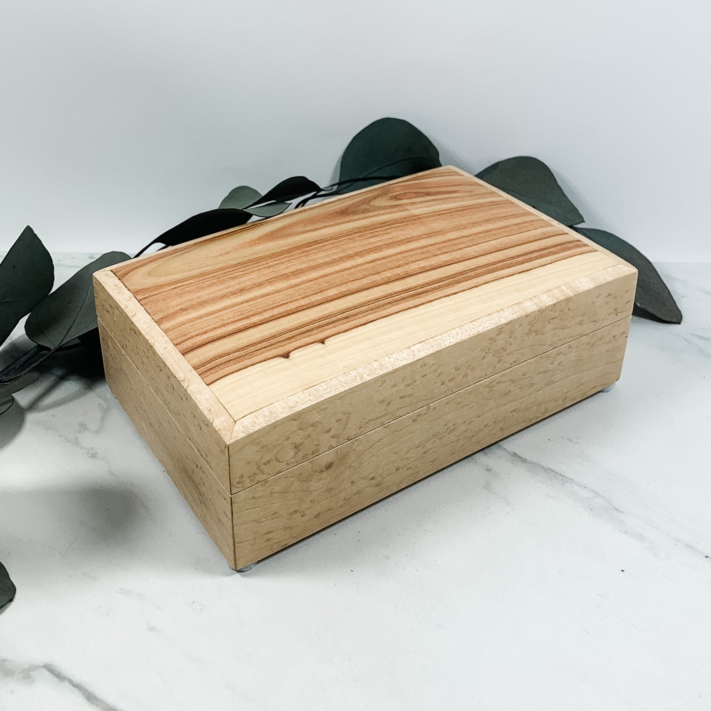 Tulip Wood and Birdseye Maple Box Keepsake Box-8112