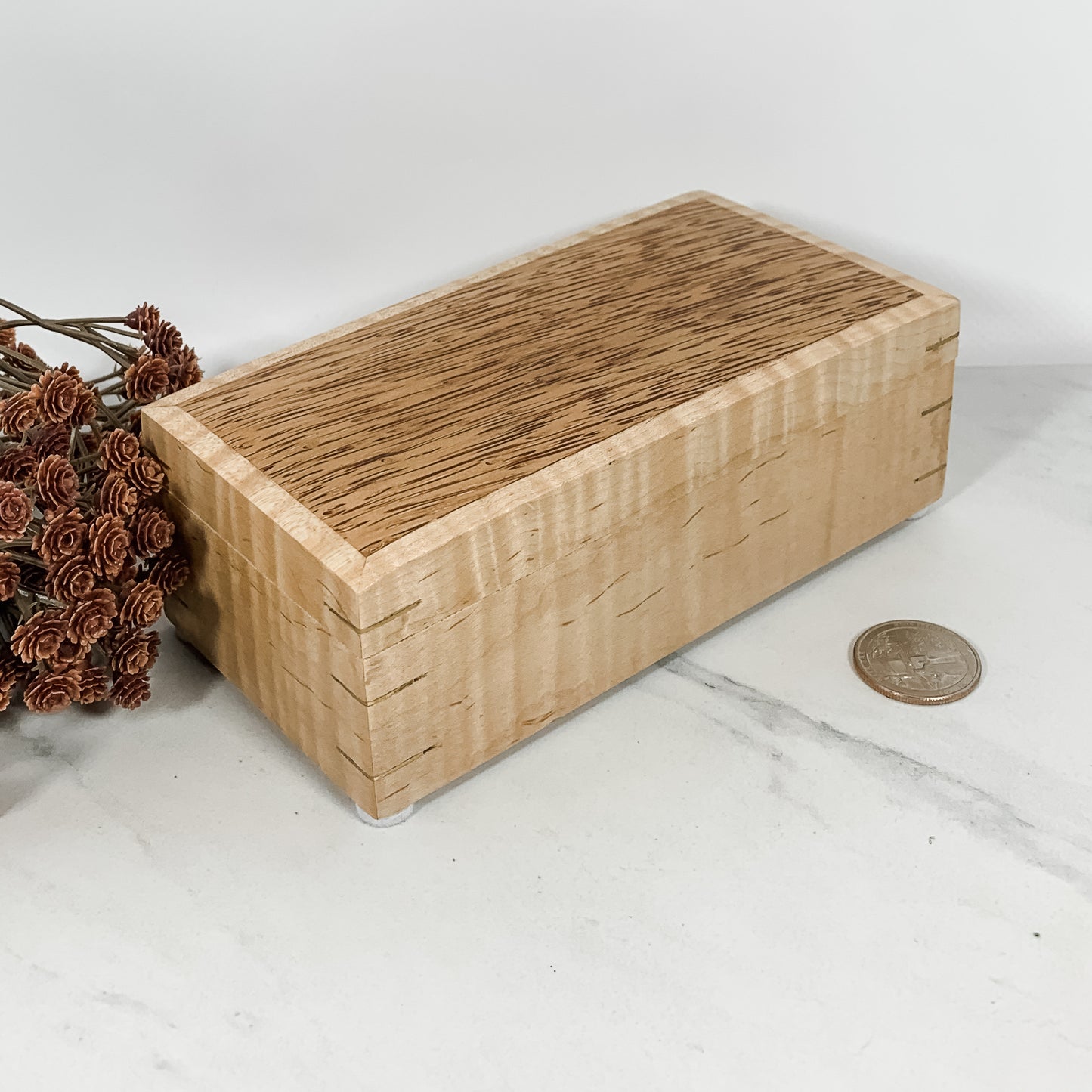 Coconut Palm and Curly Maple Box Keepsake Box-8117