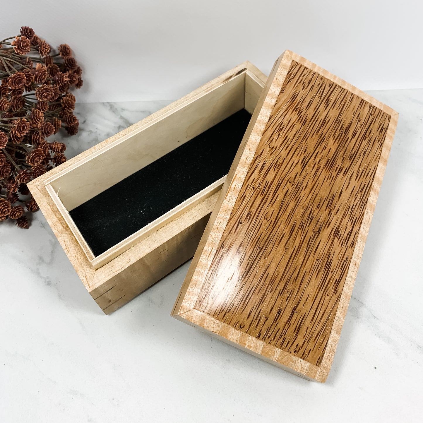 Coconut Palm and Curly Maple Box Keepsake Box-8117