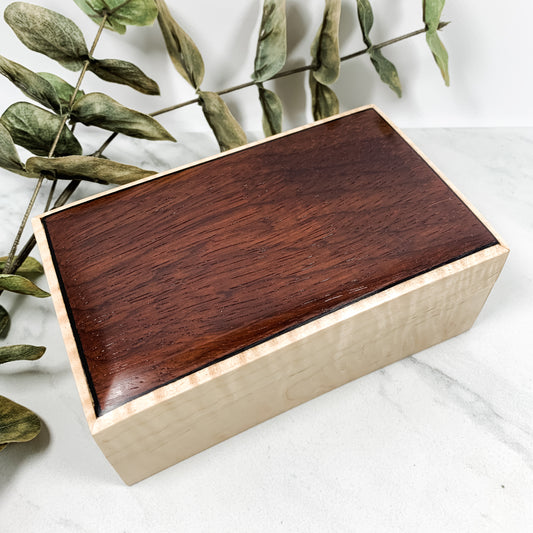 Bloodwood, Ebony, and Curly Maple Box Keepsake Box-8138