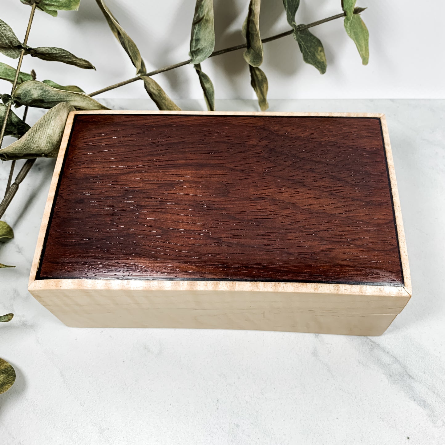 Bloodwood, Ebony, and Curly Maple Box Keepsake Box-8138