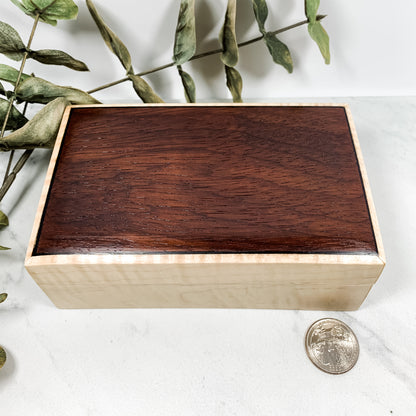 Bloodwood, Ebony, and Curly Maple Box Keepsake Box-8138