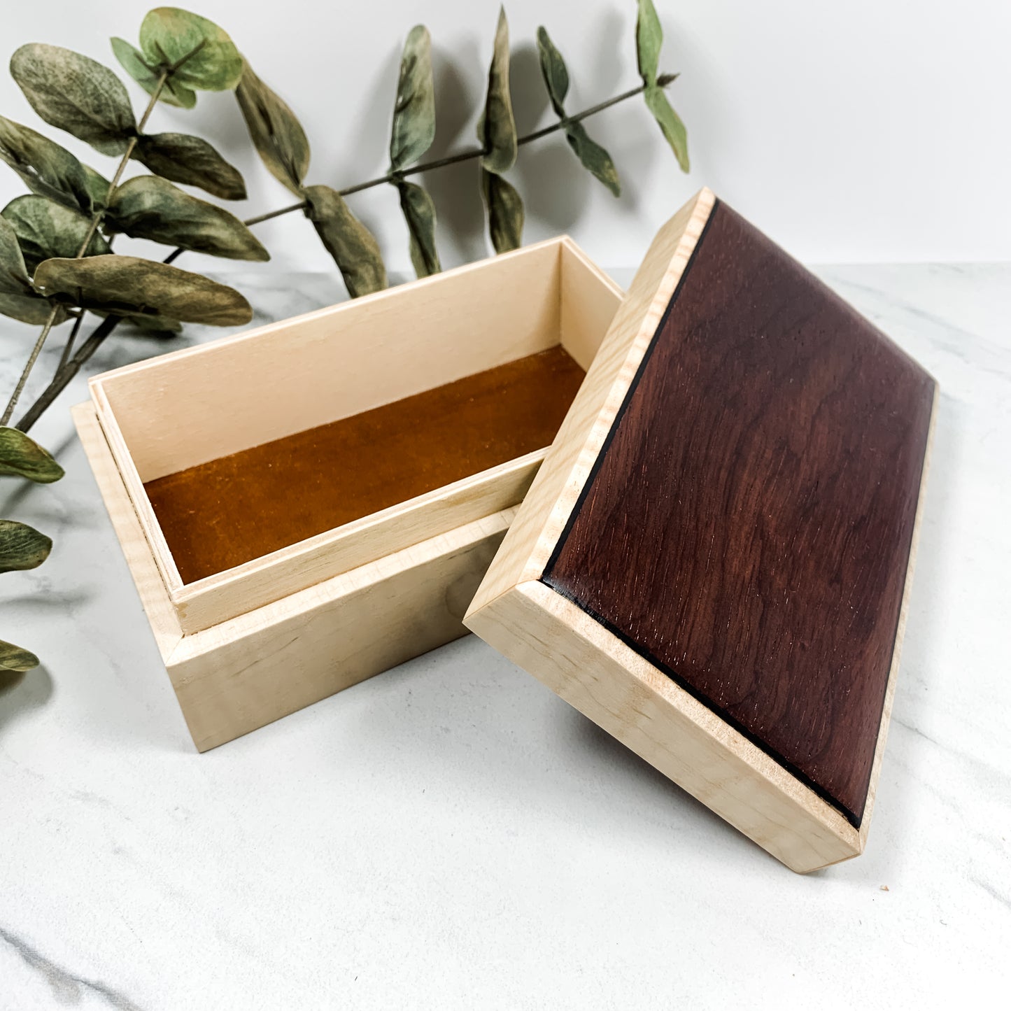 Bloodwood, Ebony, and Curly Maple Box Keepsake Box-8138
