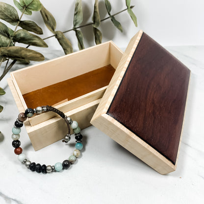 Bloodwood, Ebony, and Curly Maple Box Keepsake Box-8138
