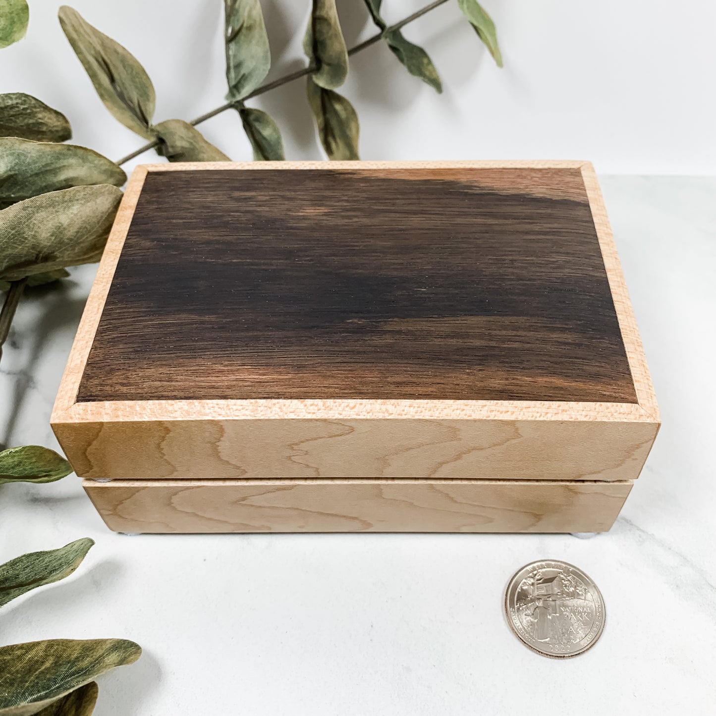 Macassar Ebony and Curly Maple Box Keepsake Box-8150