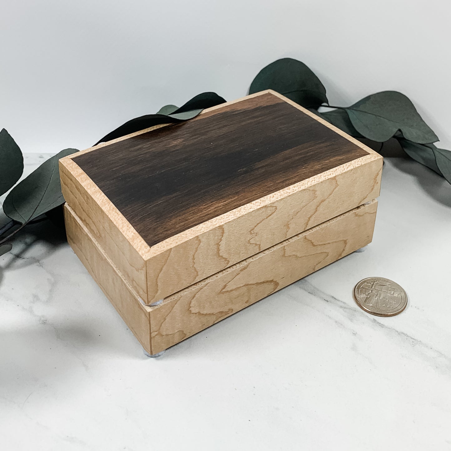 Macassar Ebony and Curly Maple Box Keepsake Box-8150