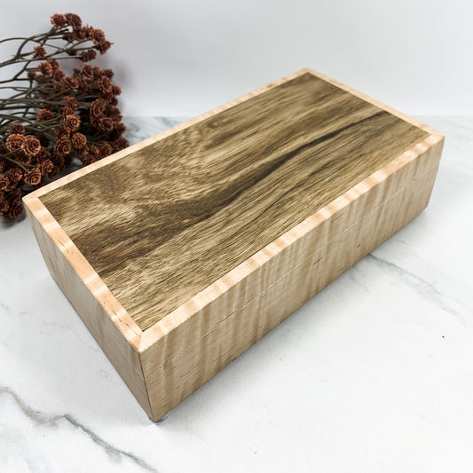 African Walnut and Curly Maple Box Keepsake Box-8161