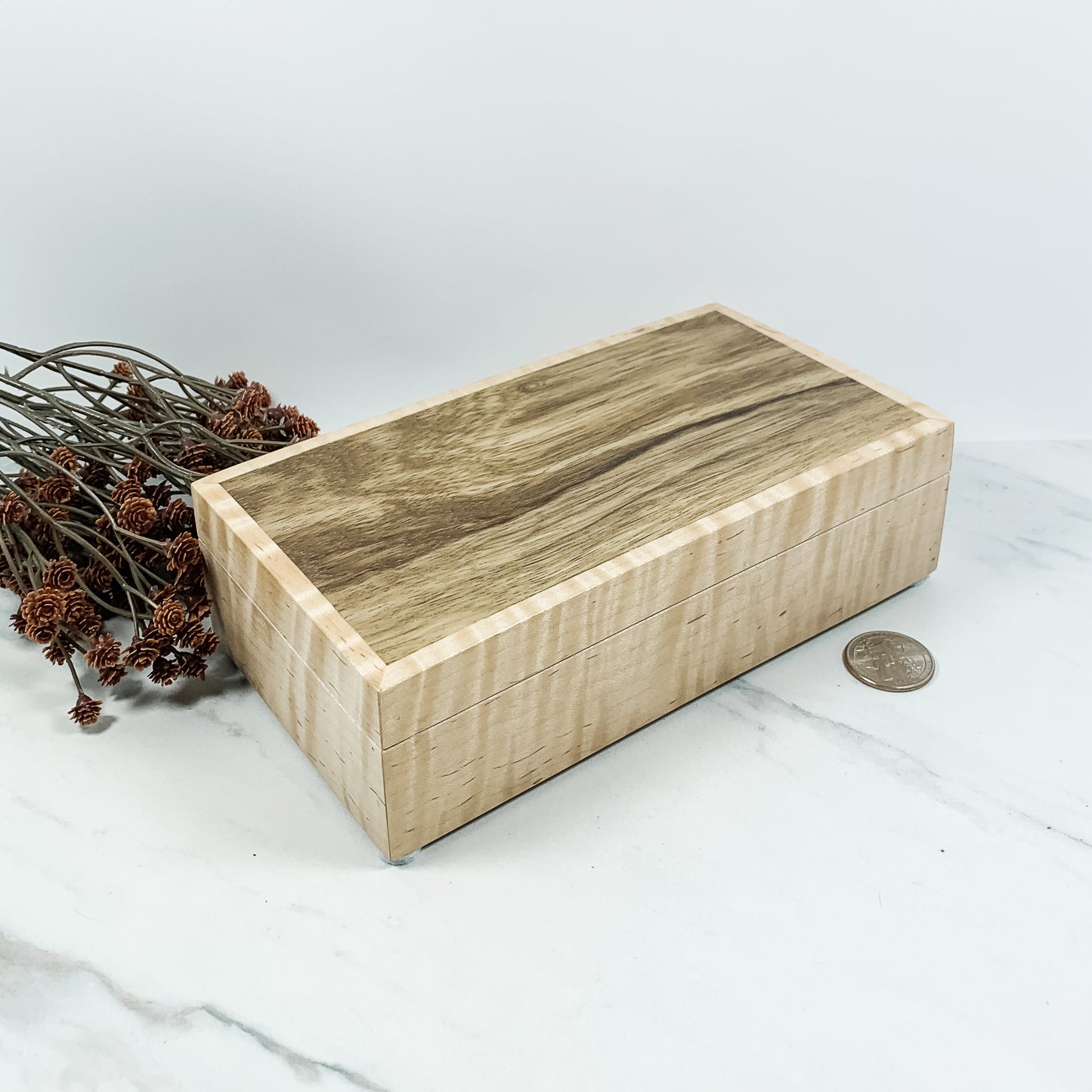African Walnut and Curly Maple Box Keepsake Box-8161