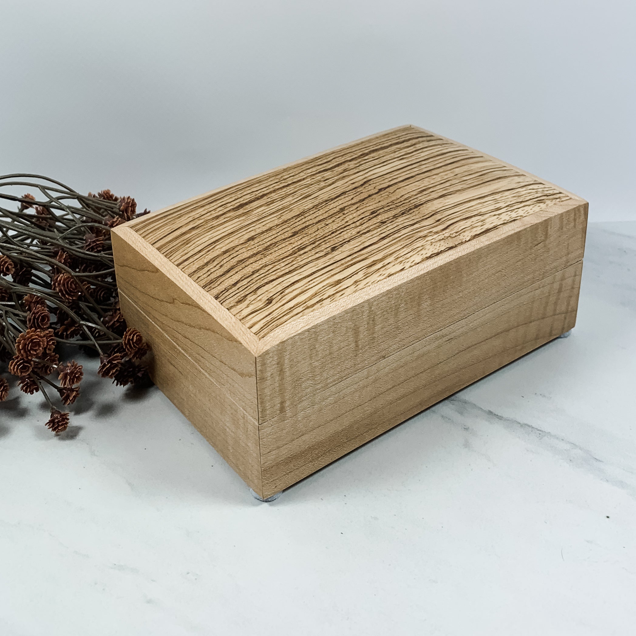 Zebra Wood and Curly Maple Box Keepsake Box-8168 – Myerworks
