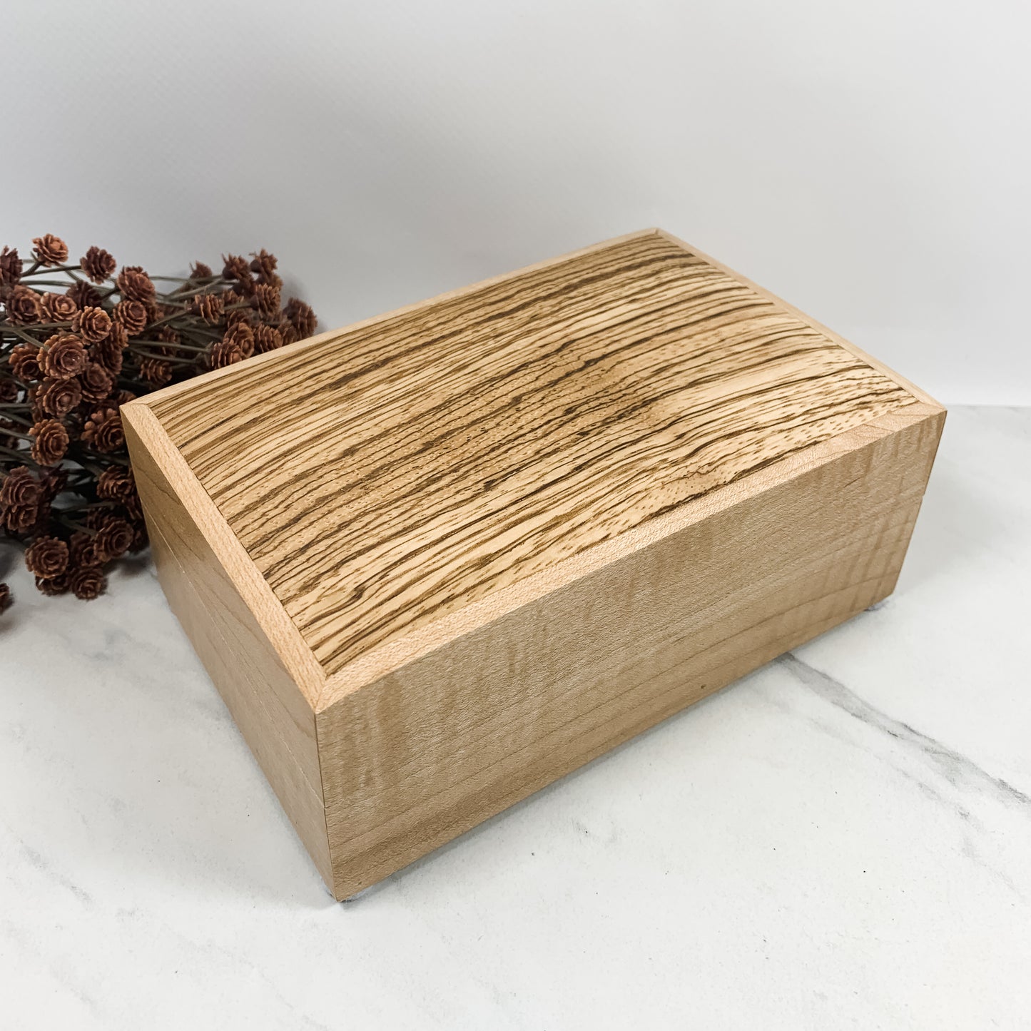 Zebra Wood and Curly Maple Box Keepsake Box-8168