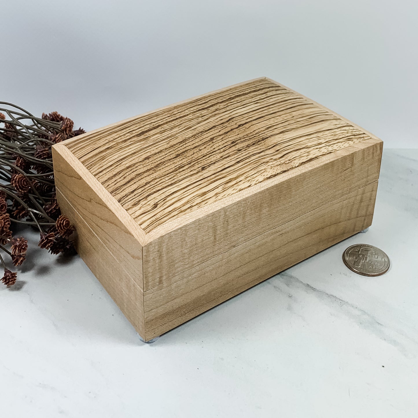 Zebra Wood and Curly Maple Box Keepsake Box-8168