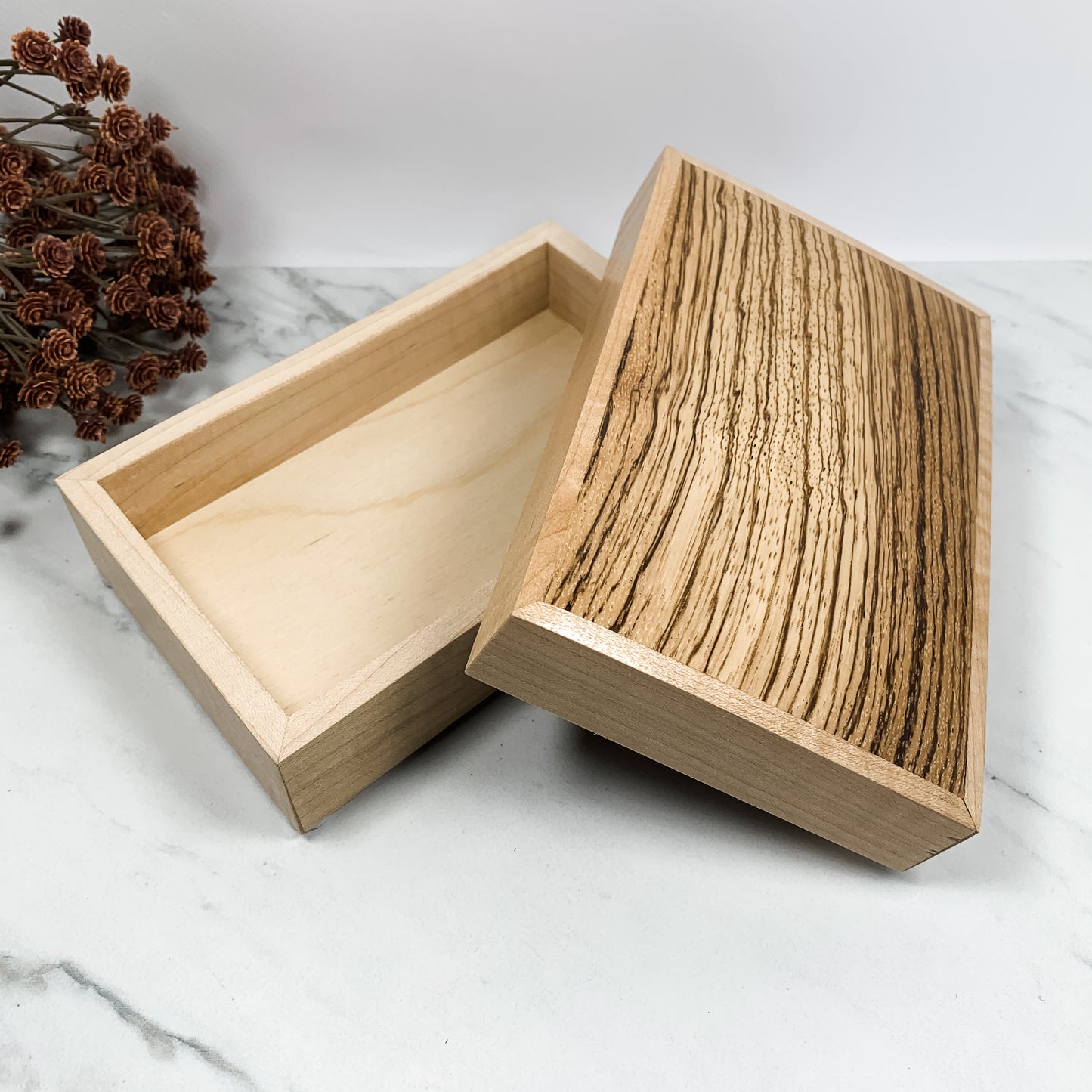 Zebra Wood and Curly Maple Box Keepsake Box-8168