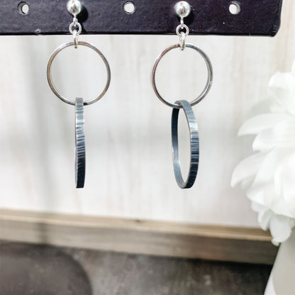 Interlocking Small-Medium Sized Hoop Earrings, Sterling Silver