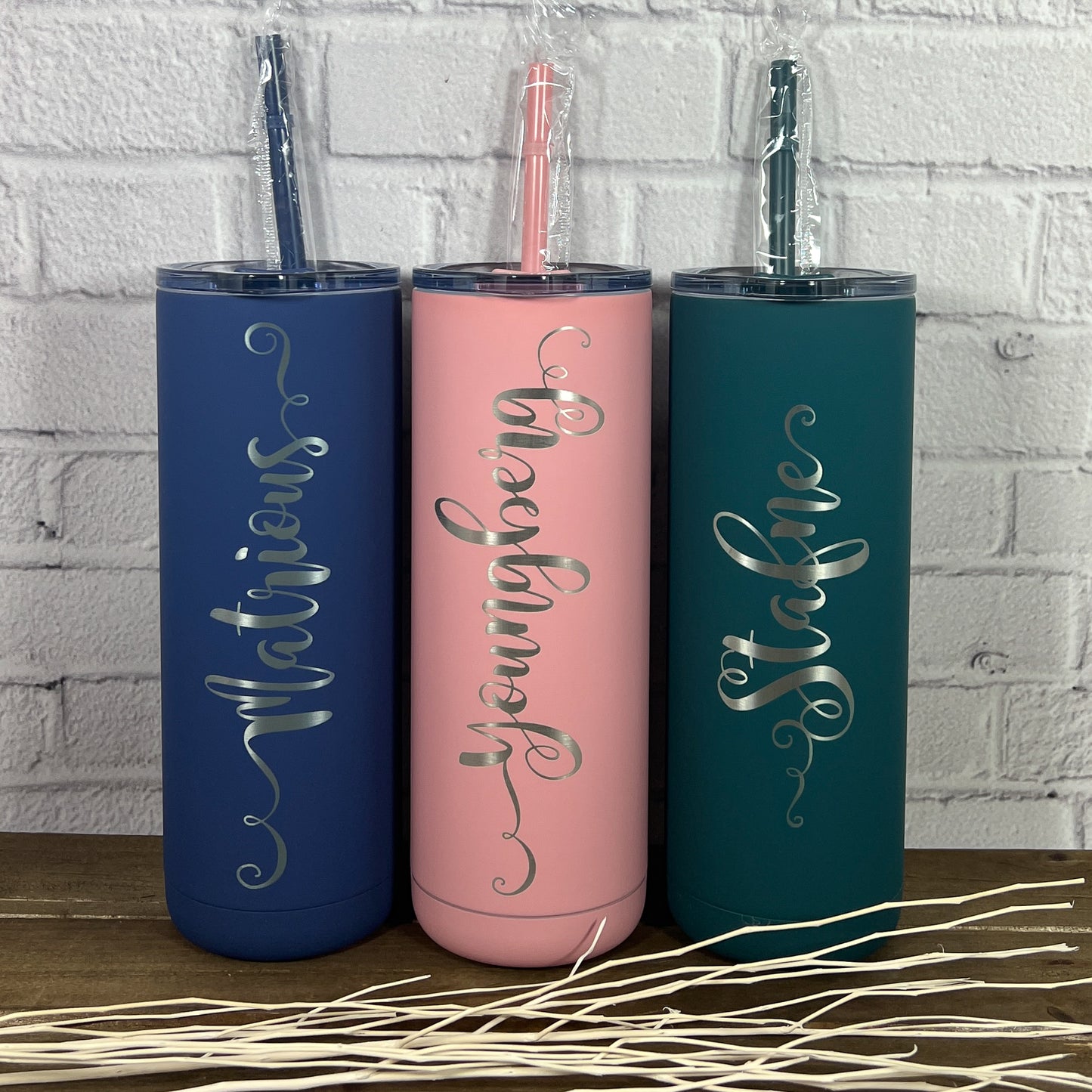 20 oz. Personalized Tumbler-Engraved Tumbler-Personalized Tumbler With Straw-Sliding Lid-Bridesmaid Gift-Girls Trip