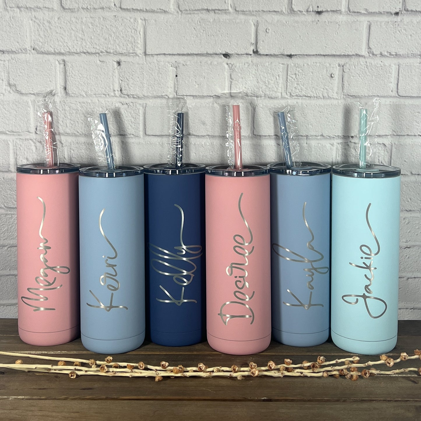 20 oz. Personalized Tumbler-Engraved Tumbler-Personalized Tumbler With Straw-Sliding Lid-Bridesmaid Gift-Girls Trip
