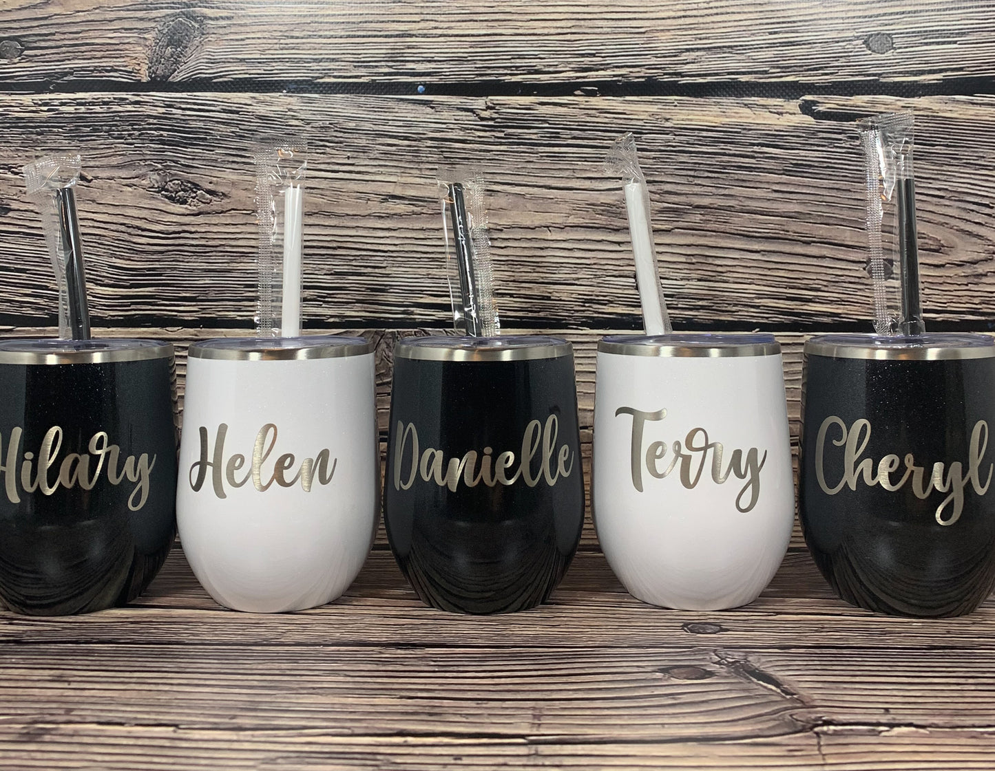 LAST CHANCE-12 oz. Personalized Wine Tumbler with Straw-Laser Engraved Wine Tumbler