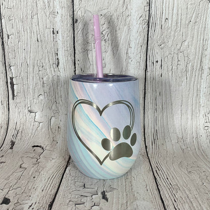 LAST CHANCE-12 oz. Personalized Wine Tumbler with Straw-Laser Engraved Wine Tumbler