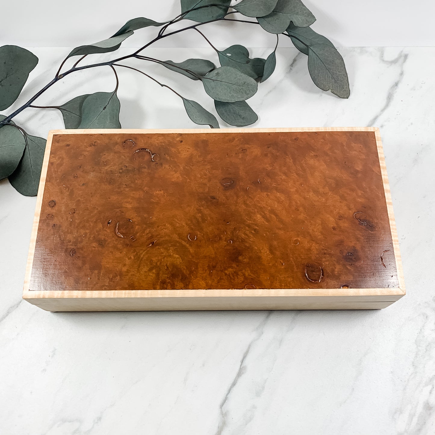 Camphor Burl and Curly Maple Box-Personalized Keepsake Box-7756