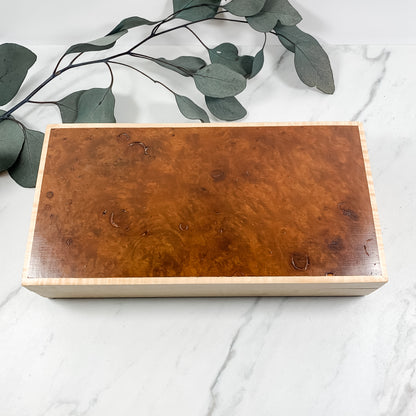 Camphor Burl and Curly Maple Box-Personalized Keepsake Box-7756