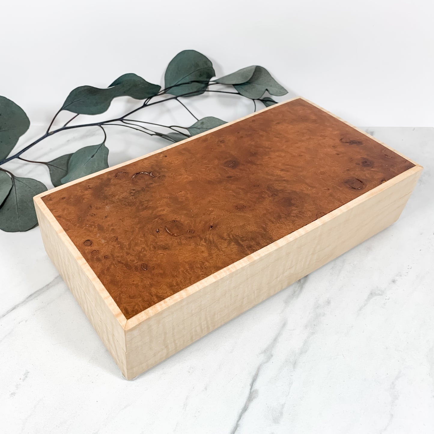 Camphor Burl and Curly Maple Box-Personalized Keepsake Box-7756