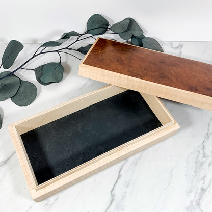 Camphor Burl and Curly Maple Box-Personalized Keepsake Box-7756