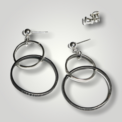 Interlocking Small-Medium Sized Hoop Earrings, Sterling Silver