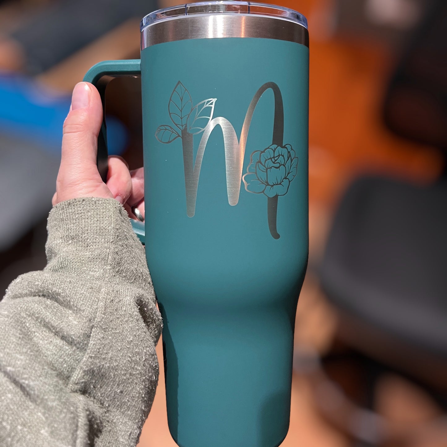 Monogram 40 oz. Charger-Laser Engraved Tumbler-Bridesmaid Gift-Large Insulated Tumbler