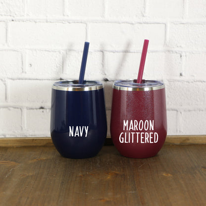 LAST CHANCE-12 oz. Personalized Wine Tumbler with Straw-Laser Engraved Wine Tumbler