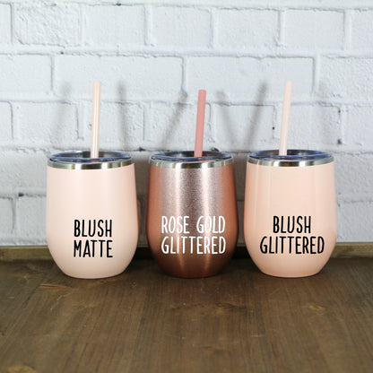 LAST CHANCE-12 oz. Personalized Wine Tumbler with Straw-Laser Engraved Wine Tumbler