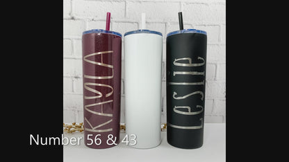 Laser Engraved Personalized 20 oz. Skinny Tumbler-Personalized Tumbler w/ Straw-Girls Trip-Vacation-Trip Tumbler-Teacher Gift-Spring Break